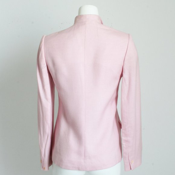 Halston Jacket Pink Linen Shawl Collar Blazer Vintage - Picture 4 of 9